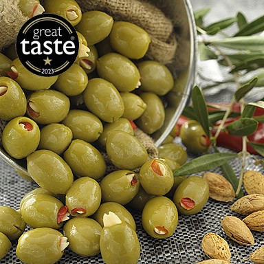 Green Olives Stuffed with Red Pepper & Almonds